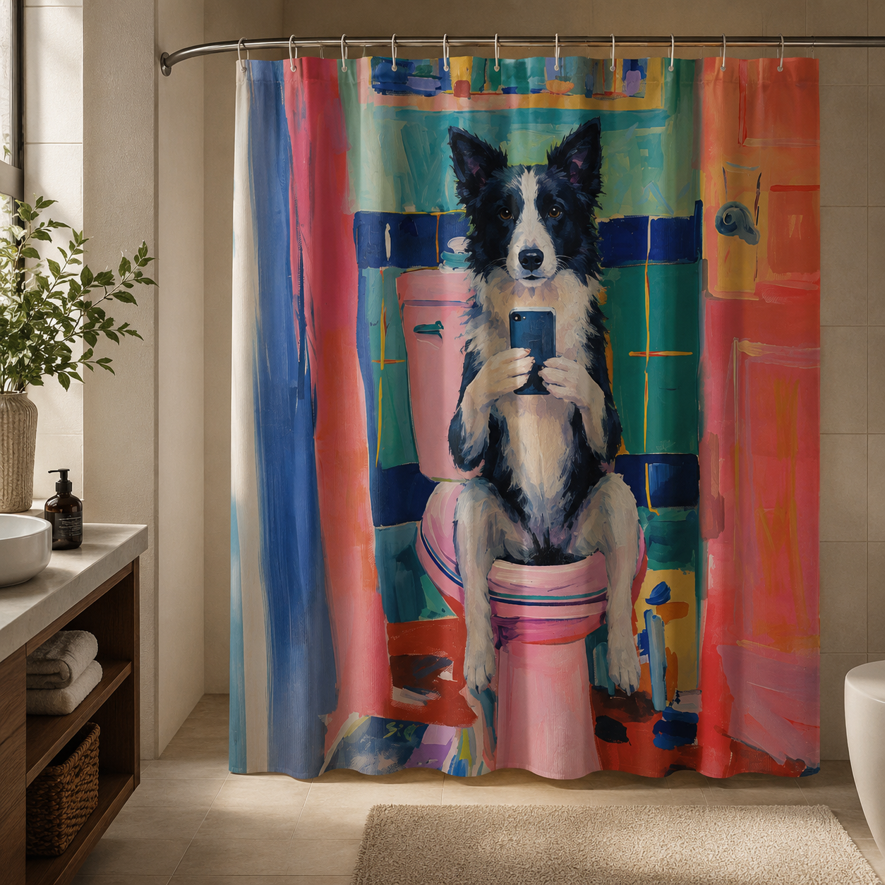 Custom Photo Dog Shower Curtain | Gift For Dog Lovers