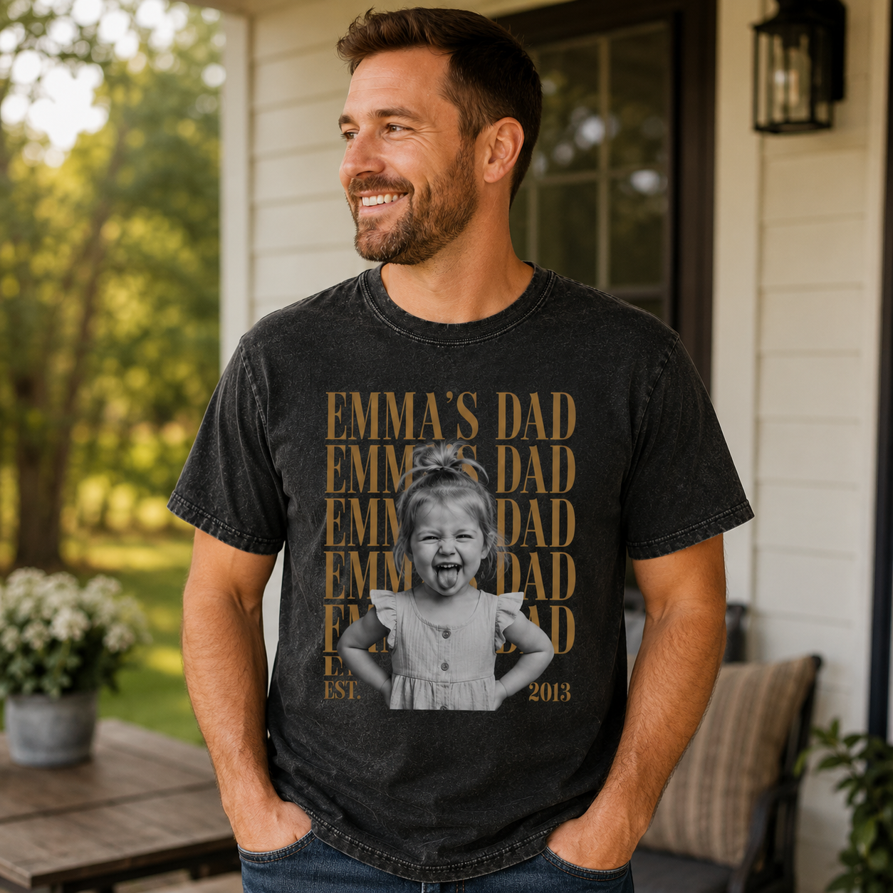 Custom Photo Daughter's Dad Wash T-Shirt, Personalized Dad Gifts | Gift For Dad TOM99