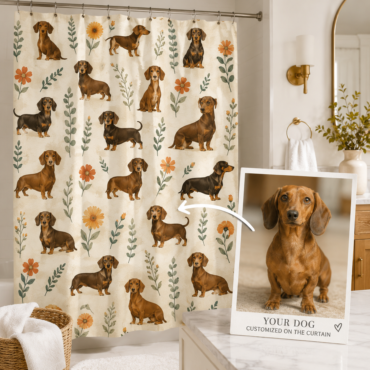 Custom Photo Dog Shower Curtain | Gift For Dog Lovers