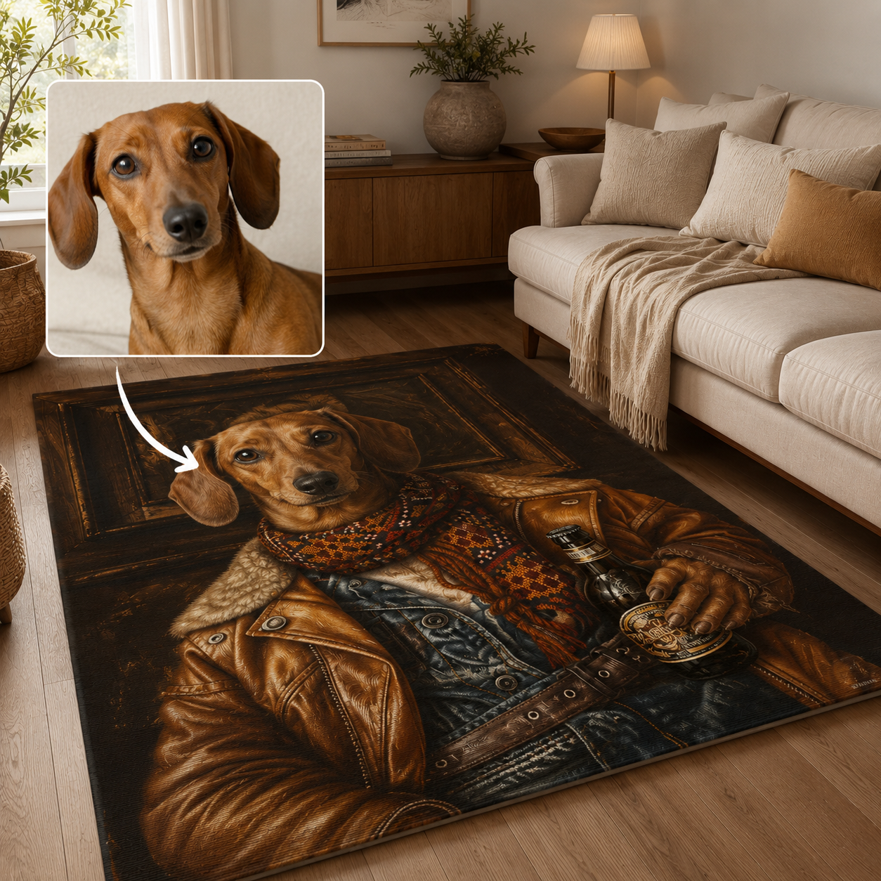 Custom Photo Colorful Dog Area Rug | Gift For Dog Lovers