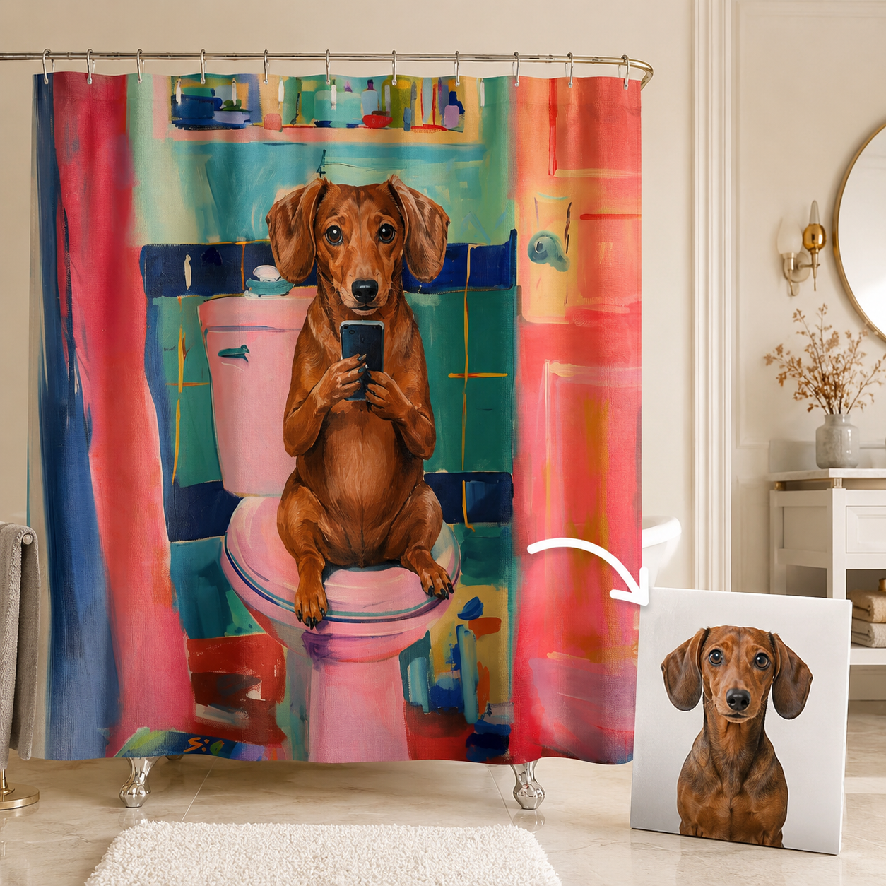 Custom Photo Dog Shower Curtain | Gift For Dog Lovers