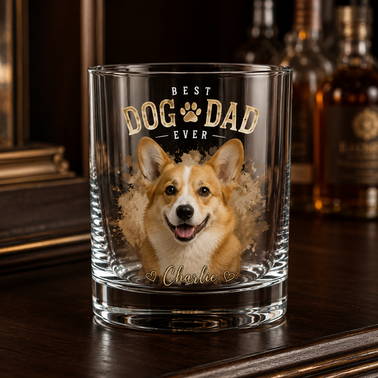 Custom Photo Best Dog Dad Whiskey Glass | Personalized Pet Photo Gifts | Gift For Dog Lovers | Father's Day Gifts
