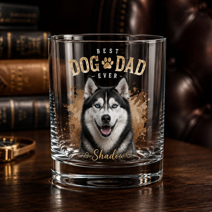 Custom Photo Best Dog Dad Whiskey Glass | Personalized Pet Photo Gifts | Gift For Dog Lovers | Father's Day Gifts