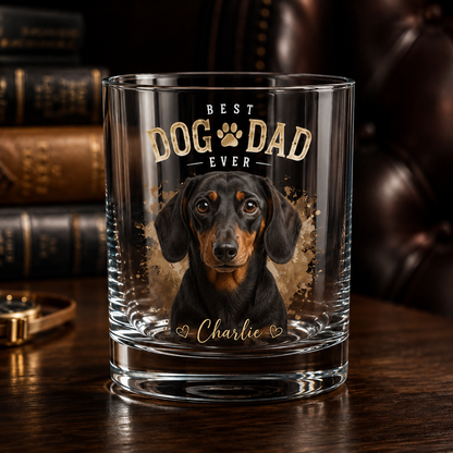 Custom Photo Best Dog Dad Whiskey Glass | Personalized Pet Photo Gifts | Gift For Dog Lovers | Father's Day Gifts