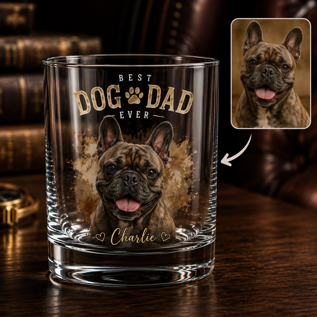 Custom Photo Best Dog Dad Whiskey Glass | Personalized Pet Photo Gifts | Gift For Dog Lovers | Father's Day Gifts