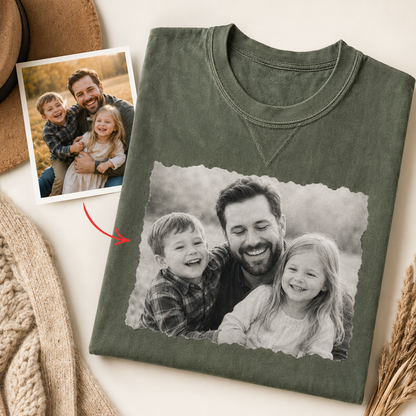 Custom Kids & Dad Photo Wash T-Shirt, Personalized Dad Gifts | Gift For Dad TOM99