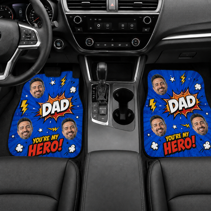 Personalized Super Dad Flannel Car Floor Mats, Custom Dad Floor Mats, Gift For Dad TOM99
