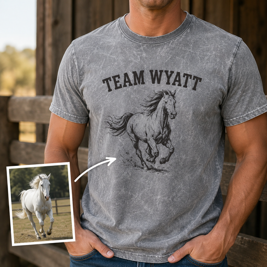 Custom Photo Horse Team Wash T-Shirt | Personalized Horse Lover Shirt | Gift For Horse Lovers TOM99