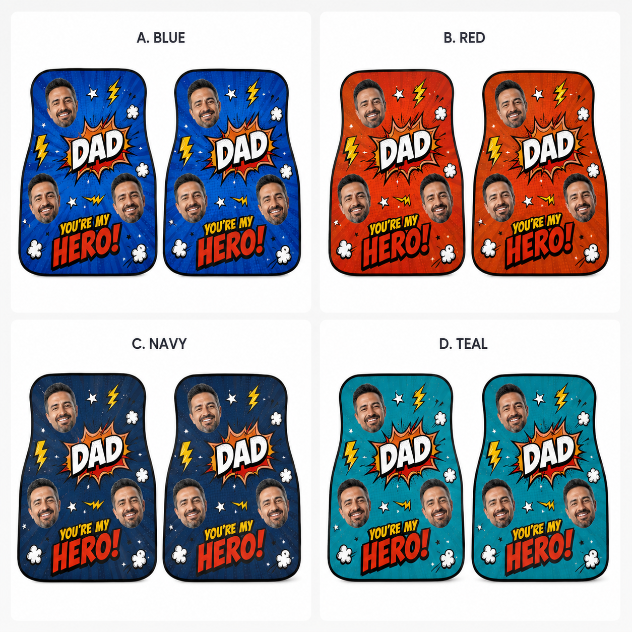 Personalized Super Dad Flannel Car Floor Mats, Custom Dad Floor Mats, Gift For Dad TOM99