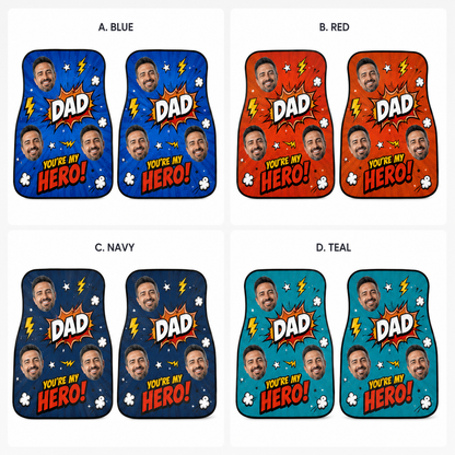 Personalized Super Dad Flannel Car Floor Mats, Custom Dad Floor Mats, Gift For Dad TOM99