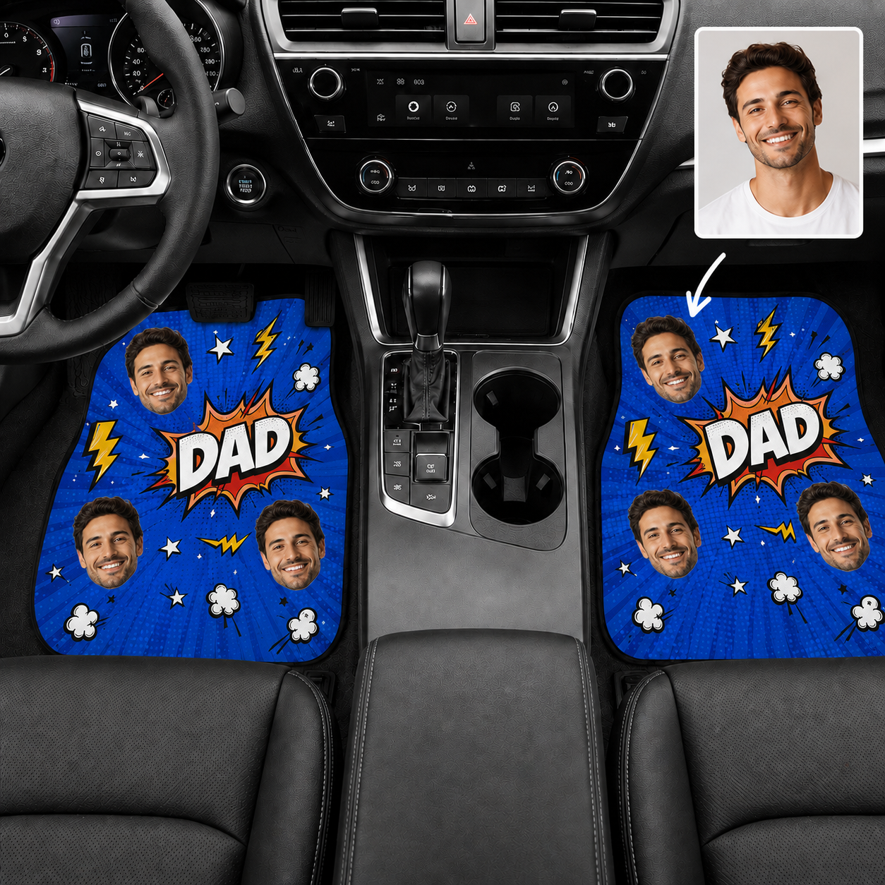 Personalized Super Dad Flannel Car Floor Mats, Custom Dad Floor Mats, Gift For Dad TOM99