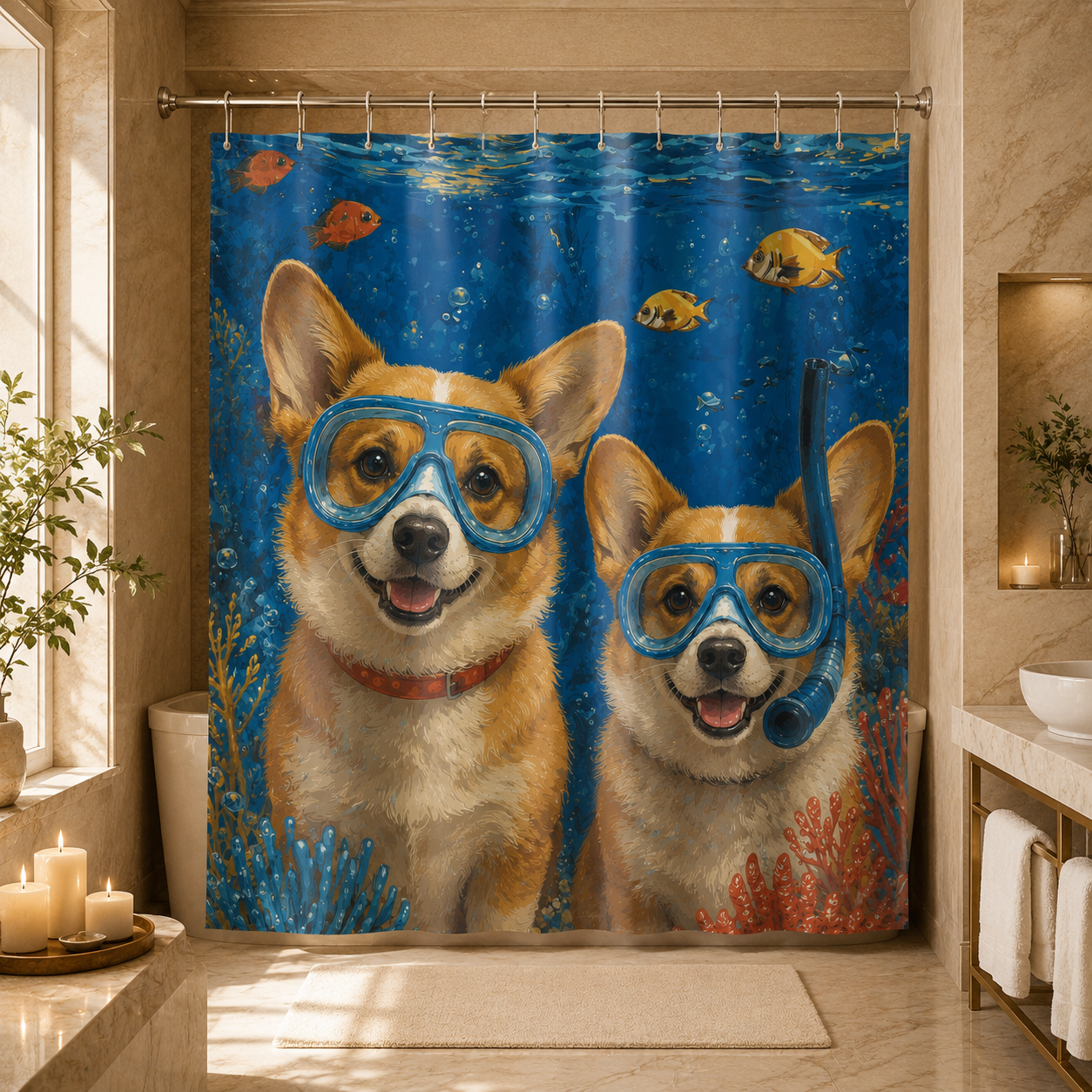 Custom Photo Dog Shower Curtain | Gift For Dog Lovers