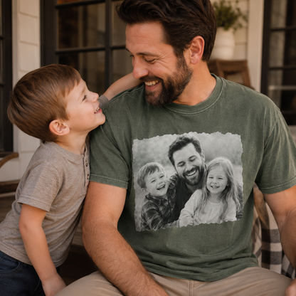 Custom Kids & Dad Photo Wash T-Shirt, Personalized Dad Gifts | Gift For Dad TOM99