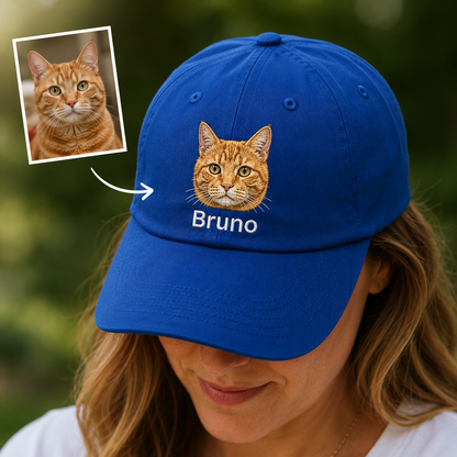 Custom Photo Cat Embroidered Hat | Gift For Cat Lovers Pa99