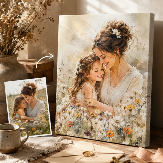 Custom Daughter & Mom Photo Canvas Wall Art - Custom Gift For Mom TOM99