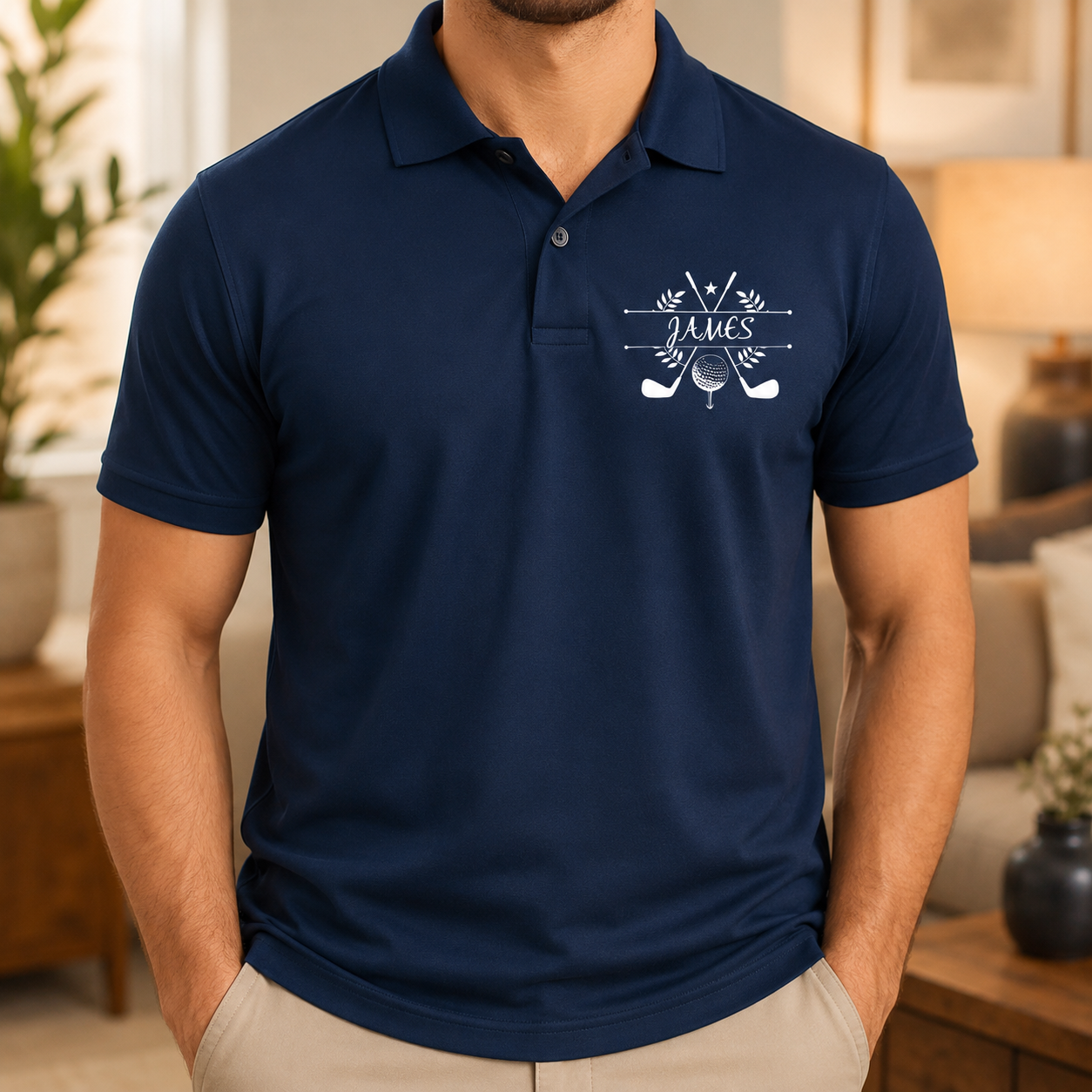 Custom Photo Dad Golf Lover Polo Shirt, Personalized Polo Shirt For Husband Dad Grandfather TOM99