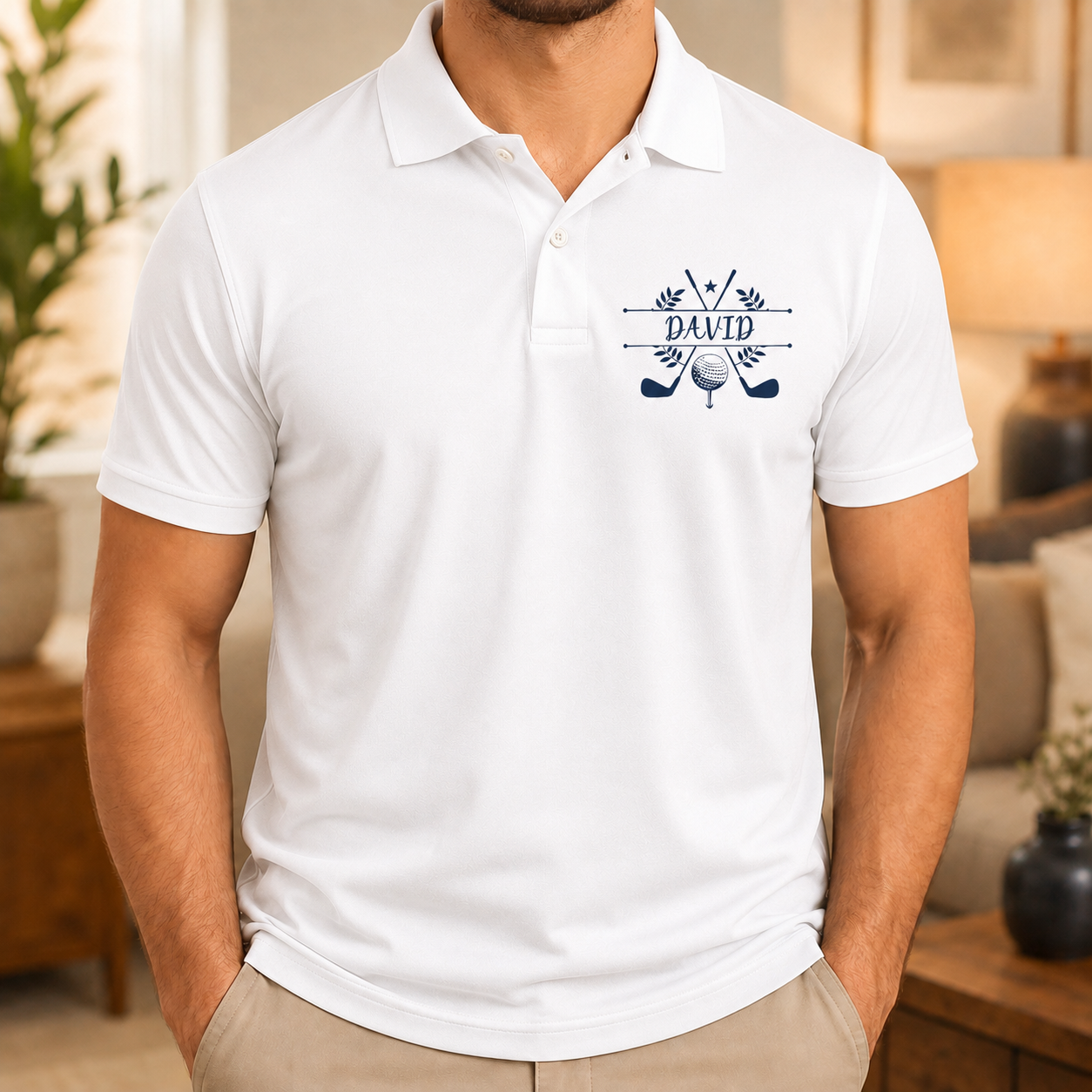 Custom Photo Dad Golf Lover Polo Shirt, Personalized Polo Shirt For Husband Dad Grandfather TOM99