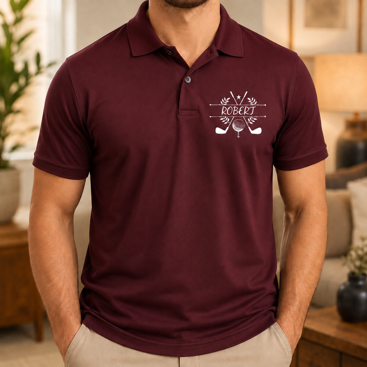 Custom Photo Dad Golf Lover Polo Shirt, Personalized Polo Shirt For Husband Dad Grandfather TOM99