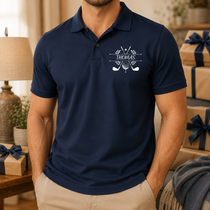 Custom Photo Dad Golf Lover Polo Shirt, Personalized Polo Shirt For Husband Dad Grandfather TOM99
