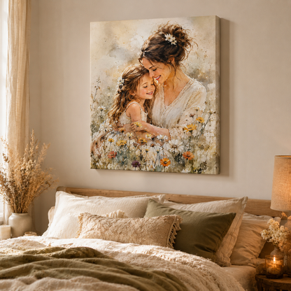Custom Daughter & Mom Photo Canvas Wall Art - Custom Gift For Mom TOM99