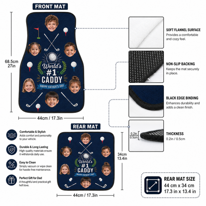 Personalized Dad Golf Flannel Car Floor Mats, Custom Dad Floor Mats, Gift For Dad TOM99