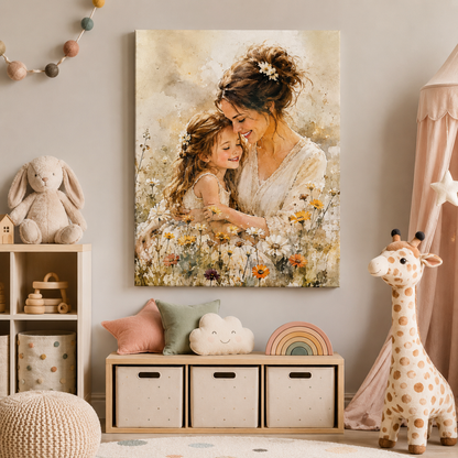 Custom Daughter & Mom Photo Canvas Wall Art - Custom Gift For Mom TOM99