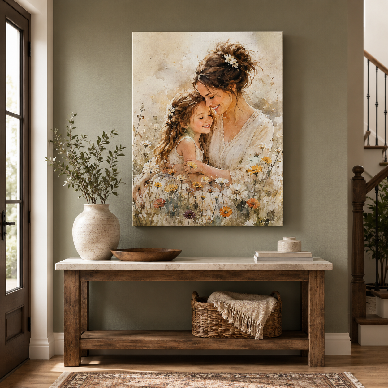 Custom Daughter & Mom Photo Canvas Wall Art - Custom Gift For Mom TOM99