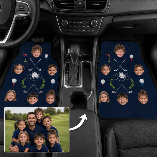 Personalized Dad Golf Flannel Car Floor Mats, Custom Dad Floor Mats, Gift For Dad TOM99