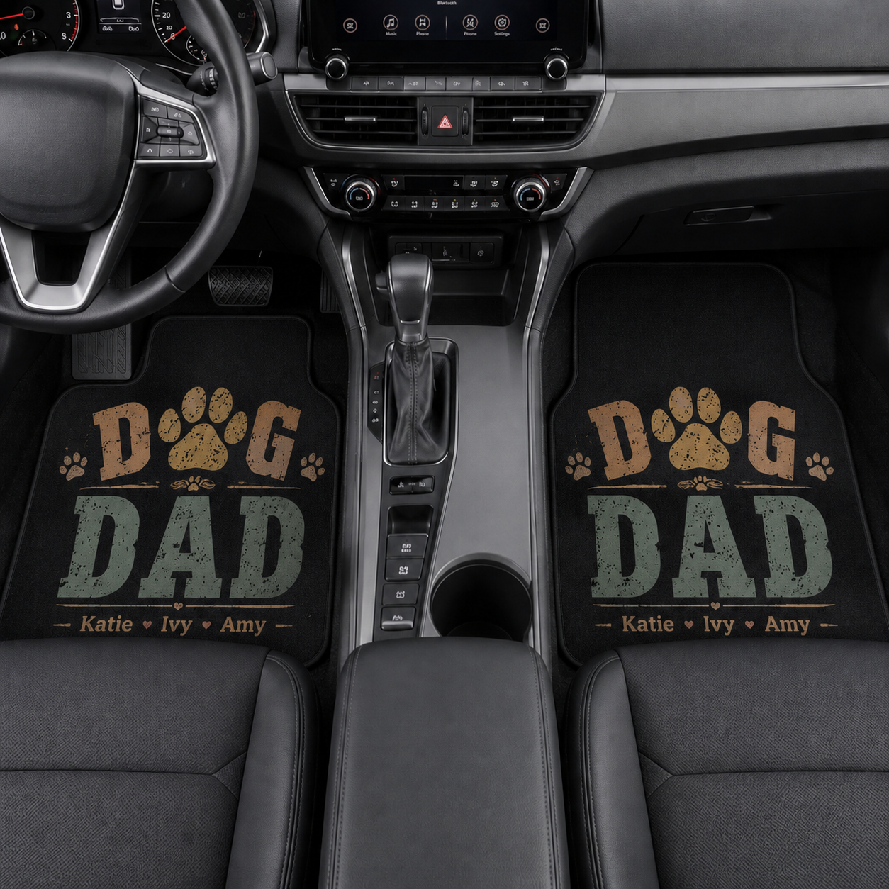 Personalized Dog Dad Flannel Car Floor Mats, Custom Dad Floor Mats, Gift For Dad TOM99