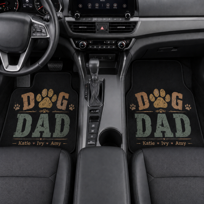 Personalized Dog Dad Flannel Car Floor Mats, Custom Dad Floor Mats, Gift For Dad TOM99