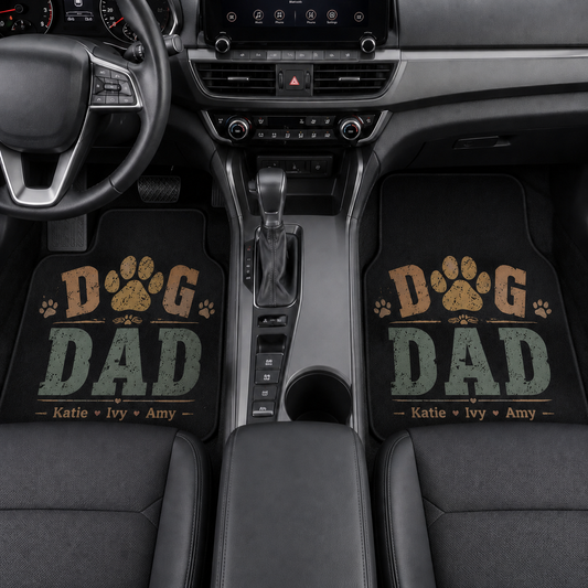 Personalized Dog Dad Flannel Car Floor Mats, Custom Dad Floor Mats, Gift For Dad TOM99