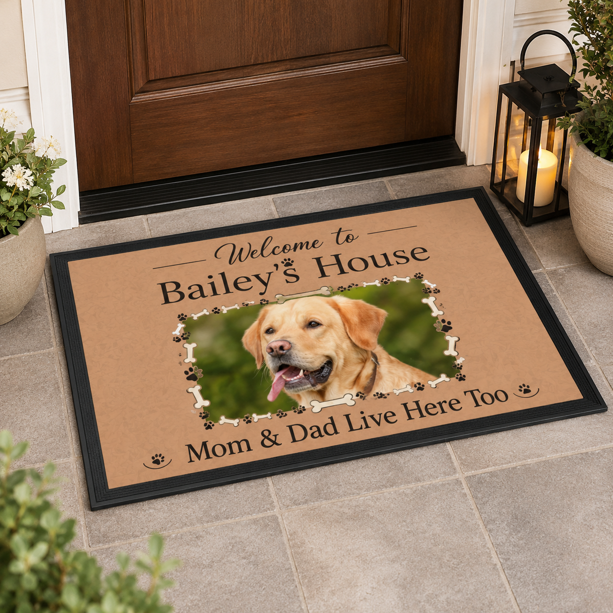Custom Photo Welcome To Our Home Dog Doormat | Photo Pet Doormat | Gift For Dog Lovers