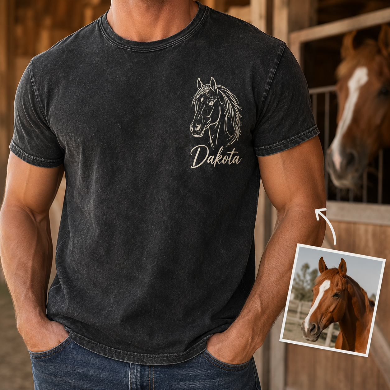 Custom Photo Horse Face Wash T-Shirt | Personalized Horse Lover Shirt | Gift For Horse Lovers TOM99