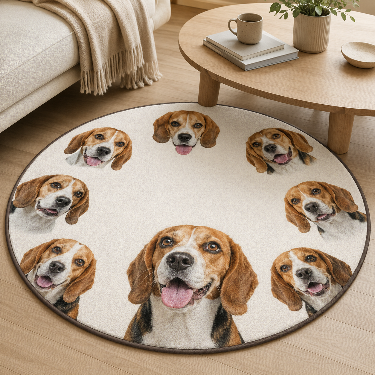 Custom Photo Dog Round Carpet | Photo Pet Round Rug | Gift For Dog Lovers