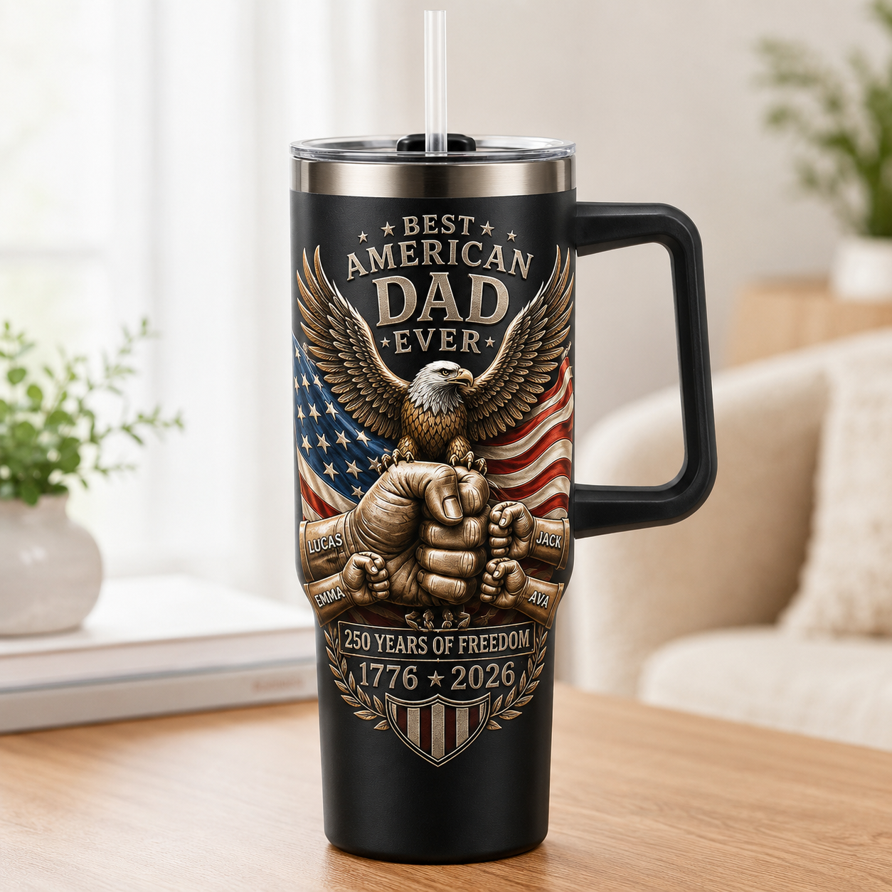 Custom American Dad 40oz Tumbler, Personalized Dad Tumbler, Father’s Day Gift TOM99