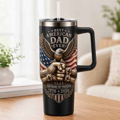 Custom American Dad 40oz Tumbler, Personalized Dad Tumbler, Father’s Day Gift TOM99