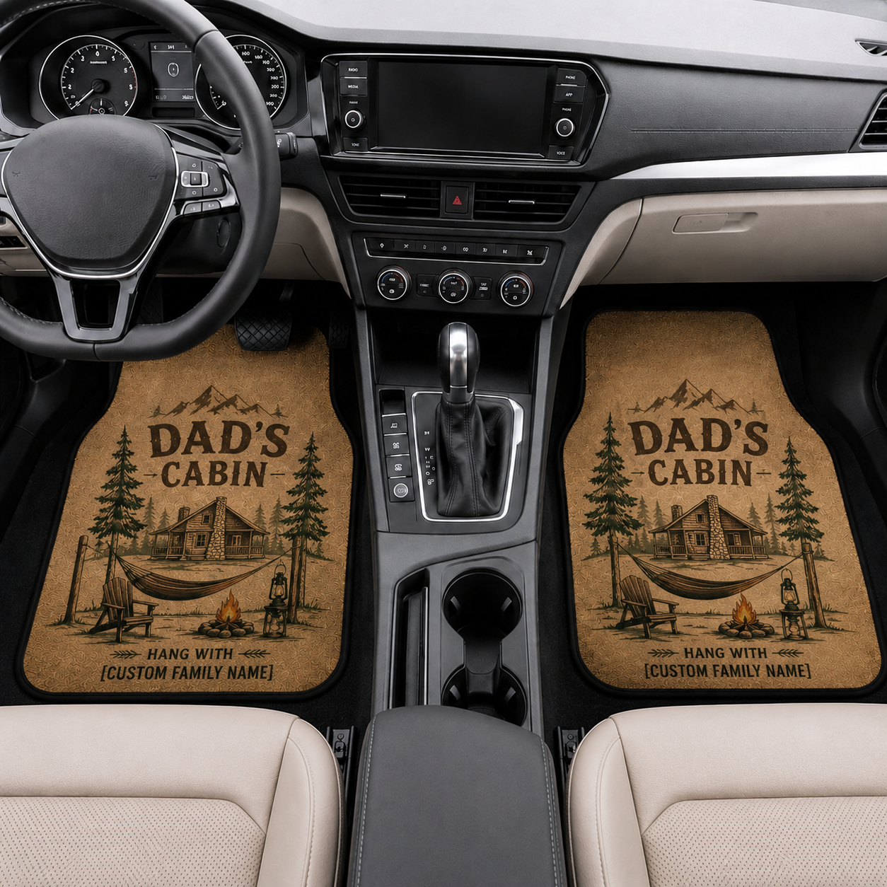 Personalized Dad's Cabin Flannel Car Floor Mats, Custom Dad Floor Mats, Gift For Dad TOM99