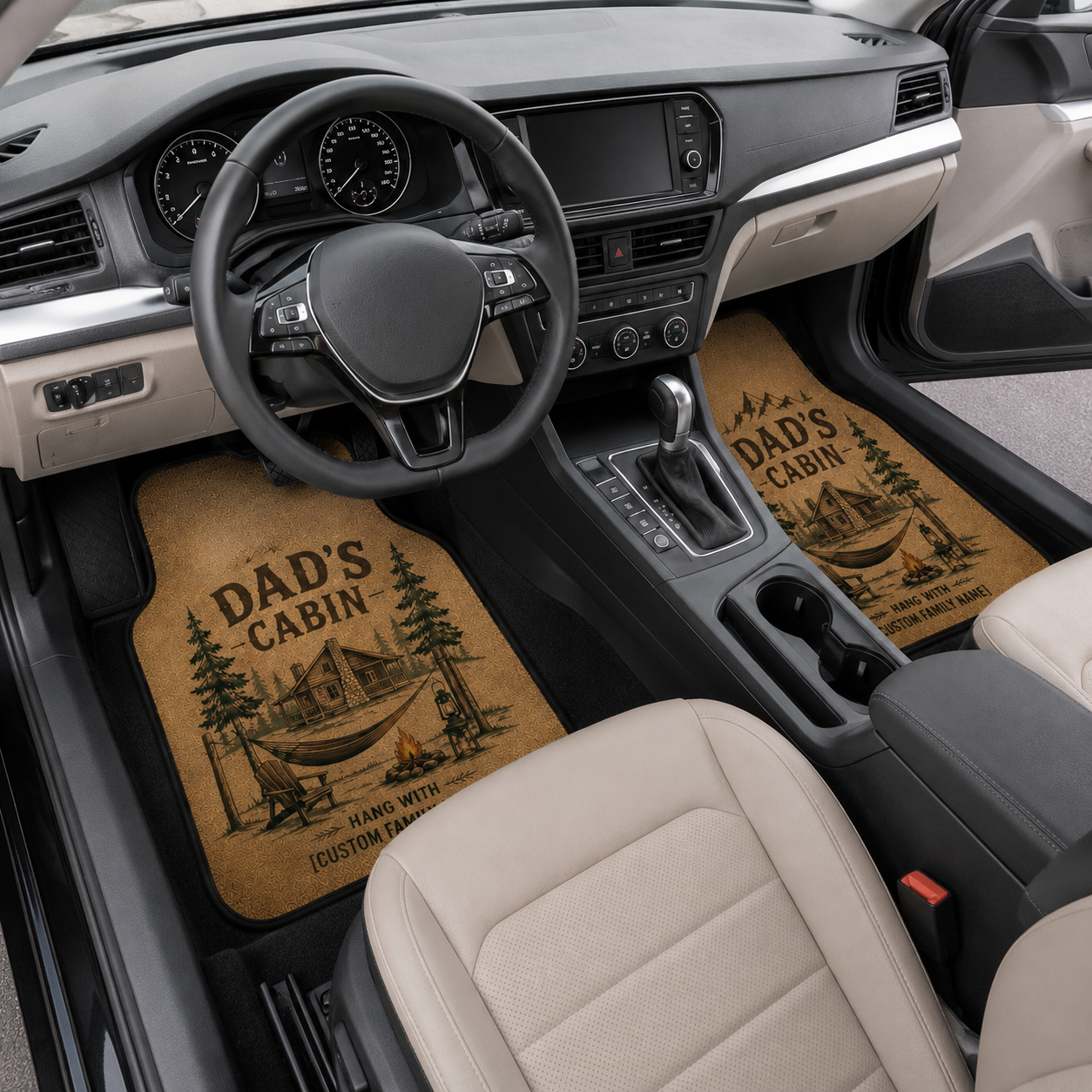 Personalized Dad's Cabin Flannel Car Floor Mats, Custom Dad Floor Mats, Gift For Dad TOM99