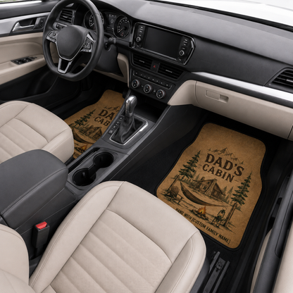 Personalized Dad's Cabin Flannel Car Floor Mats, Custom Dad Floor Mats, Gift For Dad TOM99