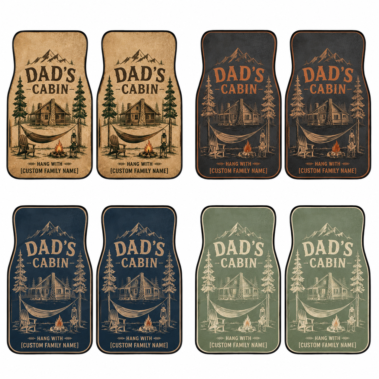Personalized Dad's Cabin Flannel Car Floor Mats, Custom Dad Floor Mats, Gift For Dad TOM99