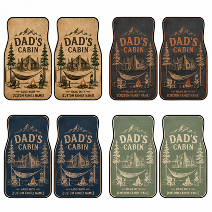 Personalized Dad's Cabin Flannel Car Floor Mats, Custom Dad Floor Mats, Gift For Dad TOM99