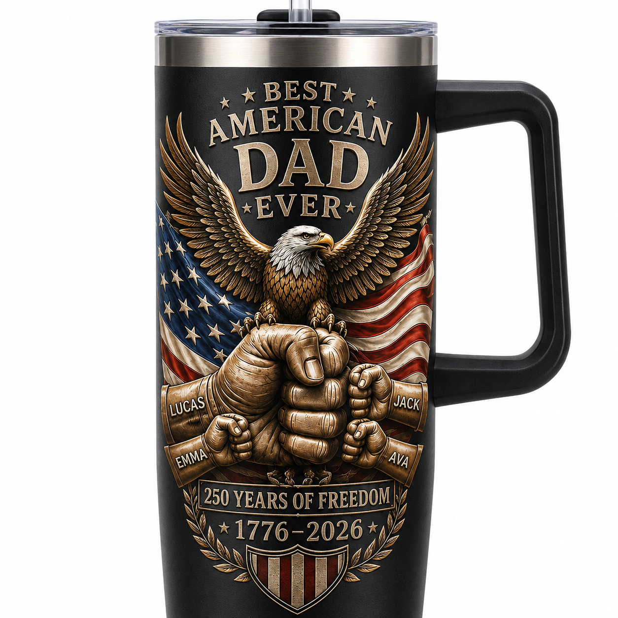 Custom American Dad 40oz Tumbler, Personalized Dad Tumbler, Father’s Day Gift TOM99
