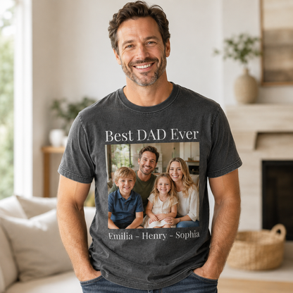 Custom Family Dad Photo Wash T-Shirt, Personalized Dad Gifts | Gift For Dad TOM99