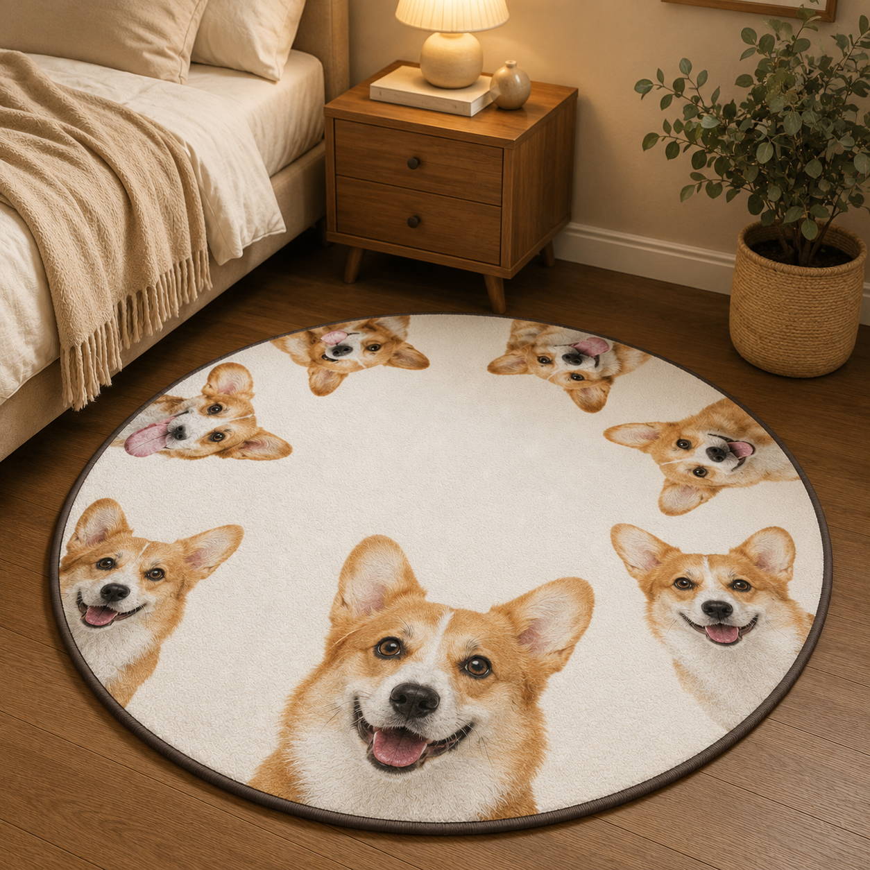 Custom Photo Dog Round Carpet | Photo Pet Round Rug | Gift For Dog Lovers