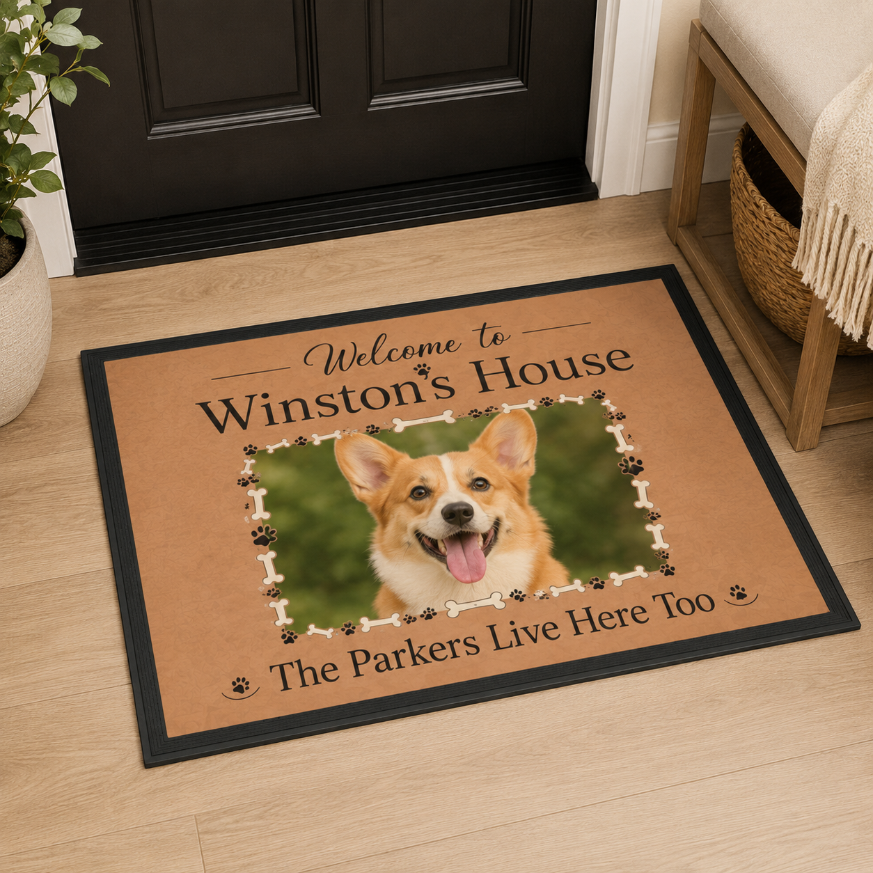 Custom Photo Welcome To Our Home Dog Doormat | Photo Pet Doormat | Gift For Dog Lovers