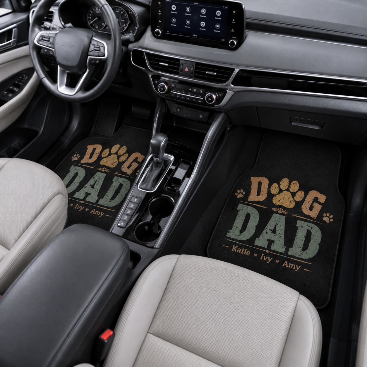 Personalized Dog Dad Flannel Car Floor Mats, Custom Dad Floor Mats, Gift For Dad TOM99