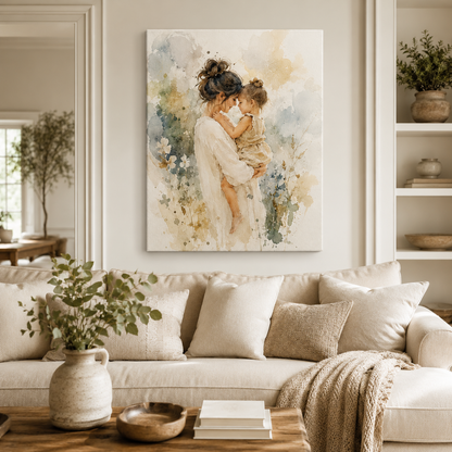 Custom Mom Watercolor Photo Canvas Wall Art - Custom Gift For Mom TOM99