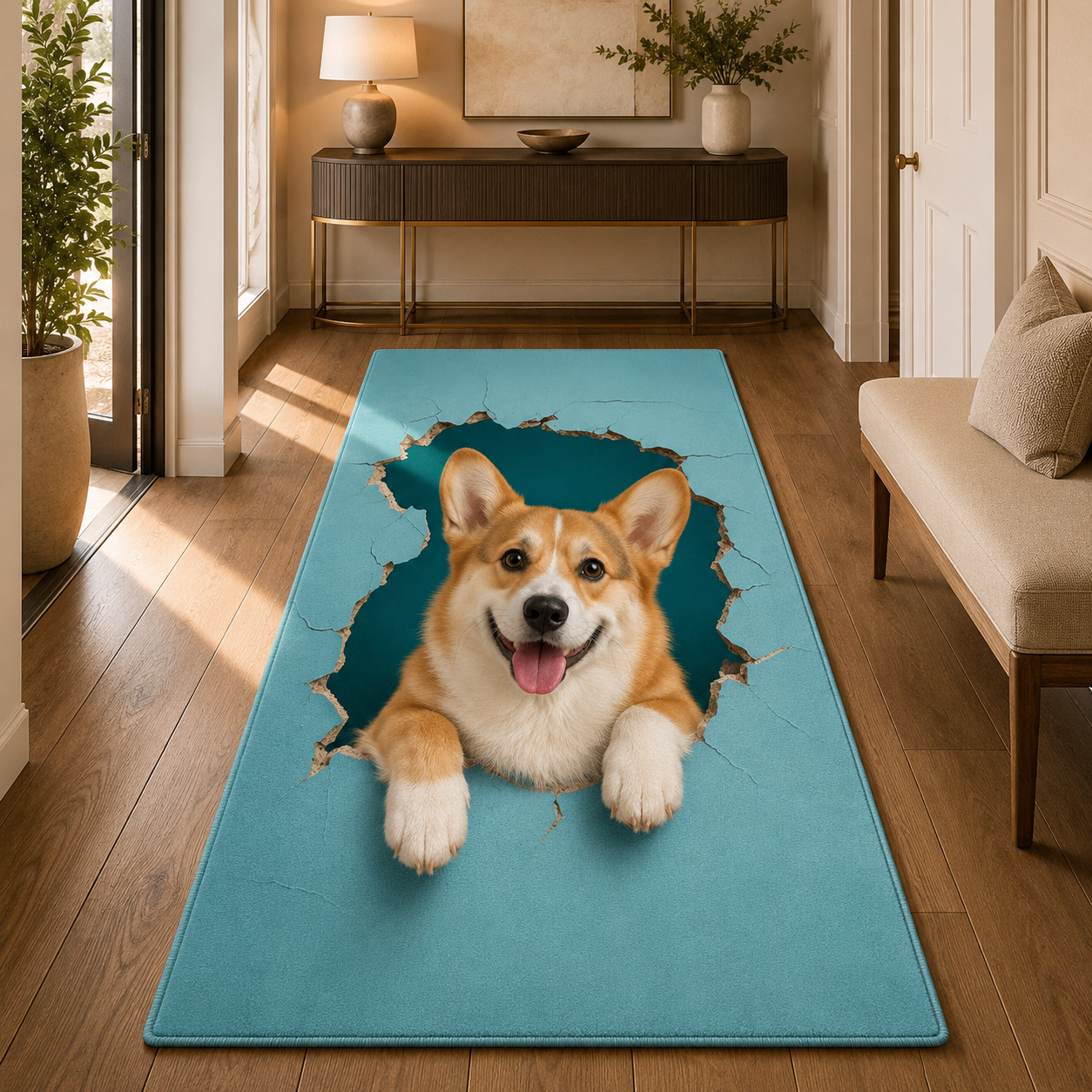 Custom Photo Colorful Dog Area Rug | Gift For Dog Lovers
