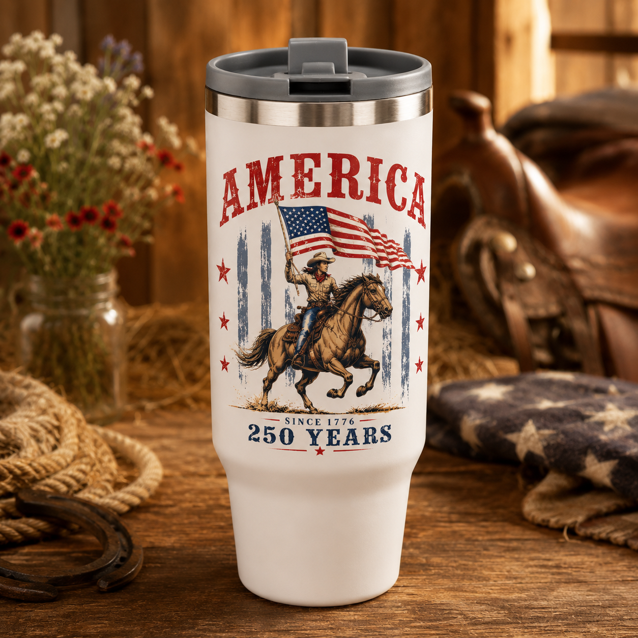 Custom Photo 250 Anniversary Horse 30oz Tumbler | Gift For Horse Lovers | Pet Lover Gifts TOM99
