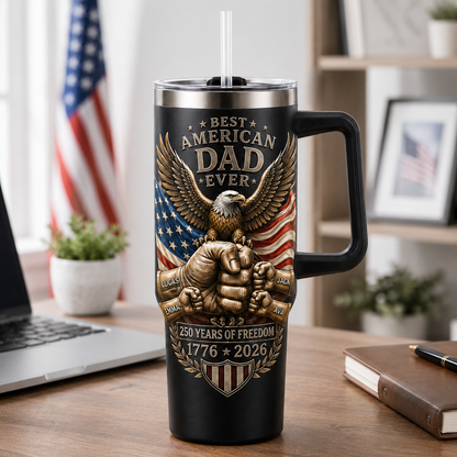 Custom American Dad 40oz Tumbler, Personalized Dad Tumbler, Father’s Day Gift TOM99